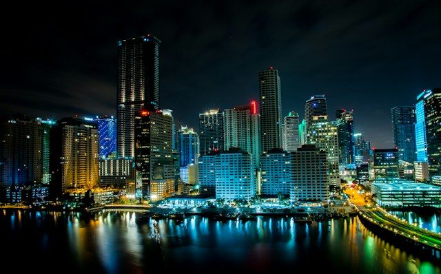 Miami downtown skyline at night