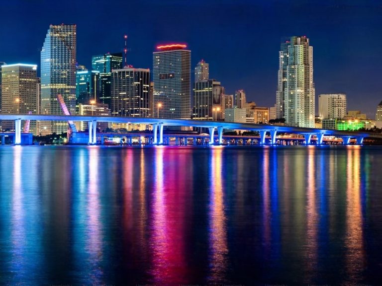 Miami downtown skyline at night